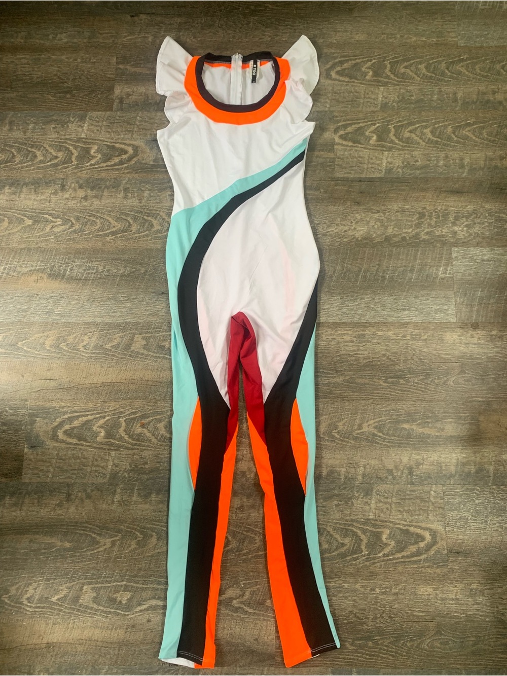 K Too Colorblock Neon Orange & Mint Jumpsuit